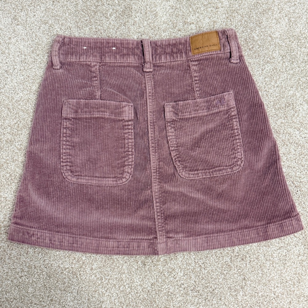 American Eagle Corduroy Mini Skirt Womens 0 Mauve Super Hi-Rise A-Line Zip Front